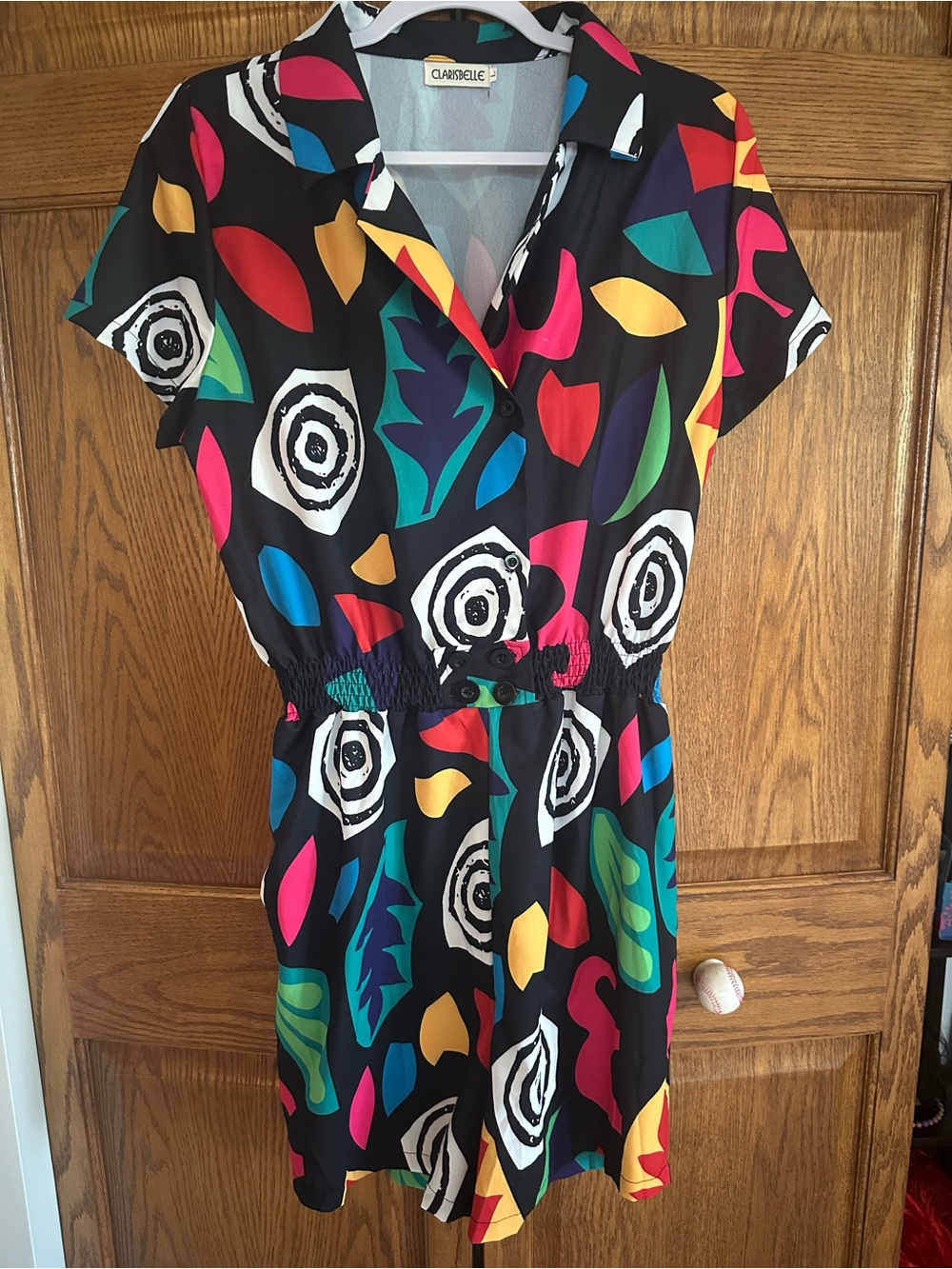 Black Multicolor Short Sleeve Romper